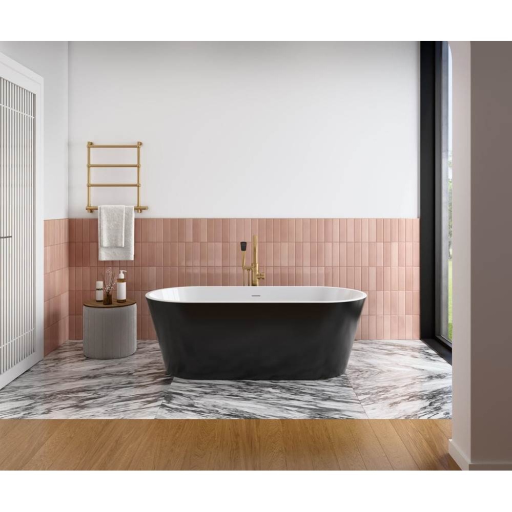 Chorale 67 x 31 Acrylic Freestanding Center Drain Bathtub in White with Black Skirt