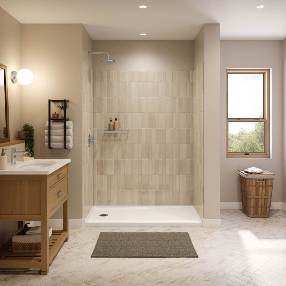 Interflo 6030 Acrylic Alcove Shower Base in White with Left-hand Drain