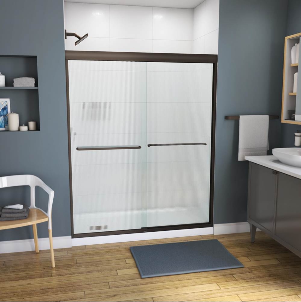 Kameleon 55-59 x 71 in. 6 mm Bypass Shower Door for Alcove Installation with Fluted glass in Dark