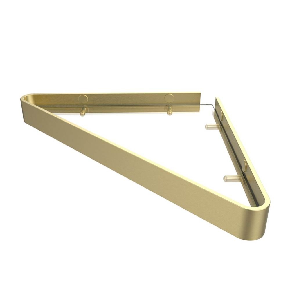 Manhattan Corner Shelf with Glass in Brushed Gold