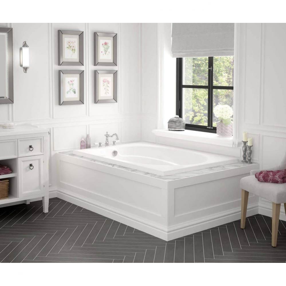 Temple 59.75 in. x 40.75 in. Alcove Bathtub with End Drain in White