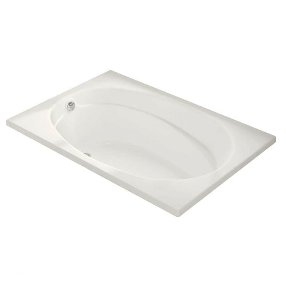 Temple 59.75 in. x 40.75 in. Alcove Bathtub with End Drain in Biscuit