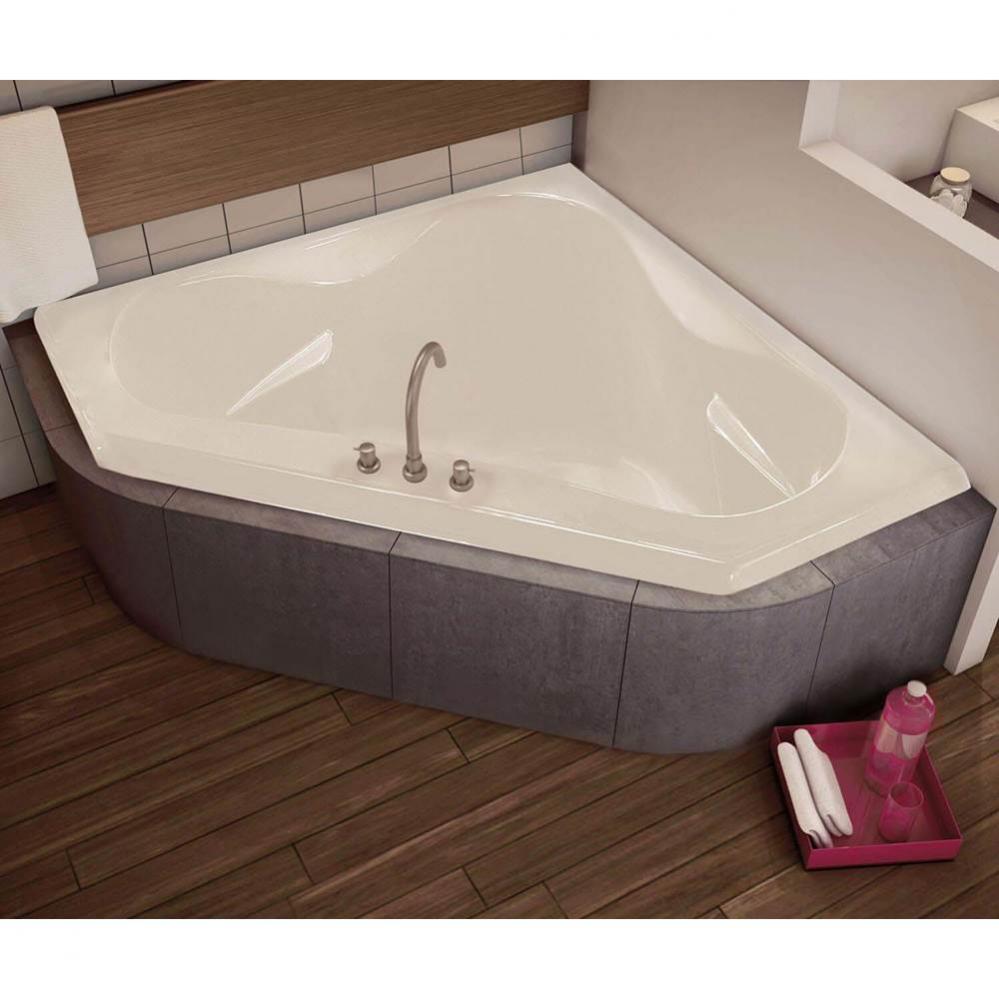 Tryst 59.25 in. x 59.25 in. Corner Bathtub with Aeroeffect System Center Drain in White