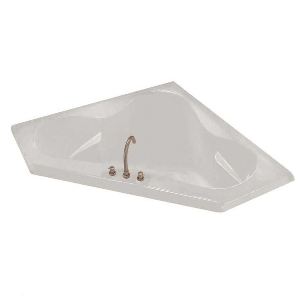 Tryst 59.25 in. x 59.25 in. Corner Bathtub with Center Drain in Biscuit