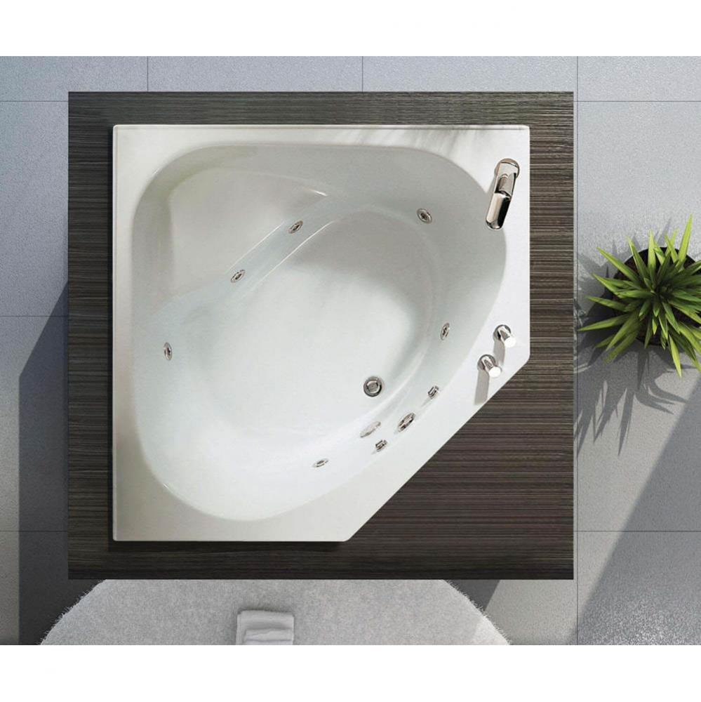 Tandem II 60 in. x 60 in. Corner Bathtub with Whirlpool System Center Drain in White