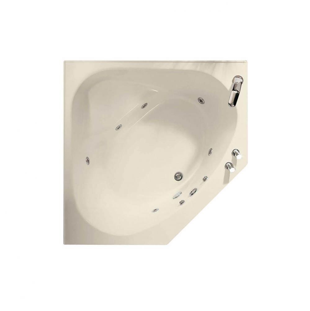 Tandem II 60 in. x 60 in. Corner Bathtub with Whirlpool System Center Drain in Bone
