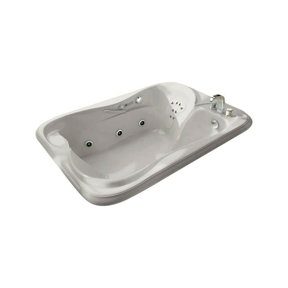 Crescendo 72 in. x 47.75 in. Drop-in Bathtub with Aerofeel System End Drain in Biscuit