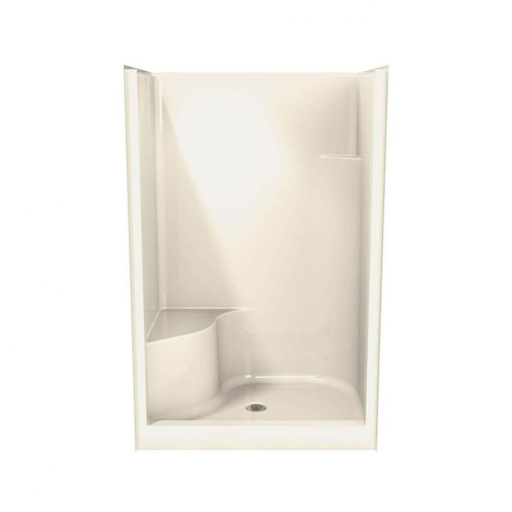 Carlton I 47.625 in. x 34.875 in. x 74.5 in. 1-piece Shower with Right Seat, Center Drain in Bone