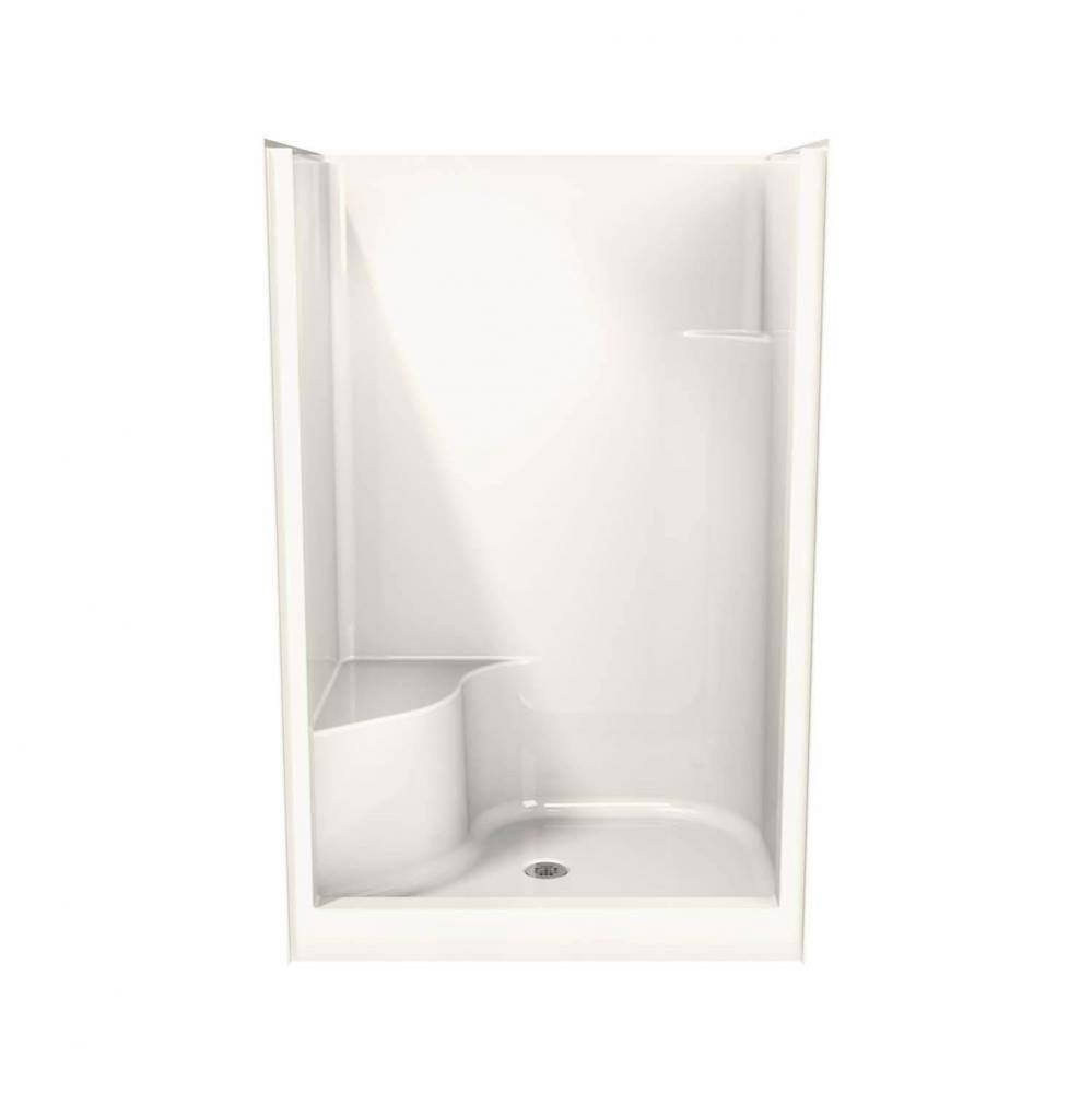 Carlton I 47.625 in. x 34.875 in. x 74.5 in. 1-piece Shower with Right Seat, Center Drain in Biscu