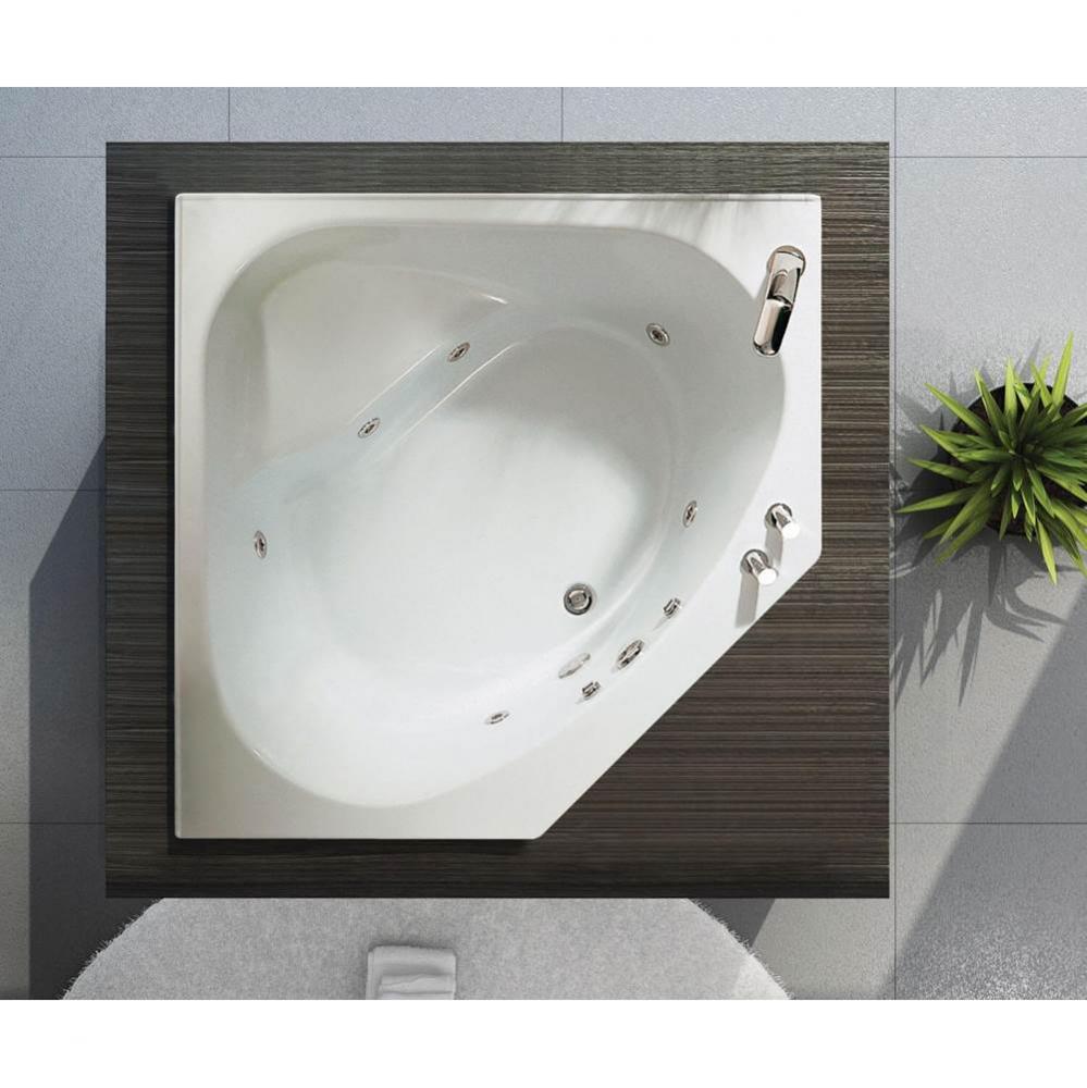 Tandem 59.5 in. x 59.5 in. Corner Bathtub with Whirlpool System Without tiling flange, Center Drai