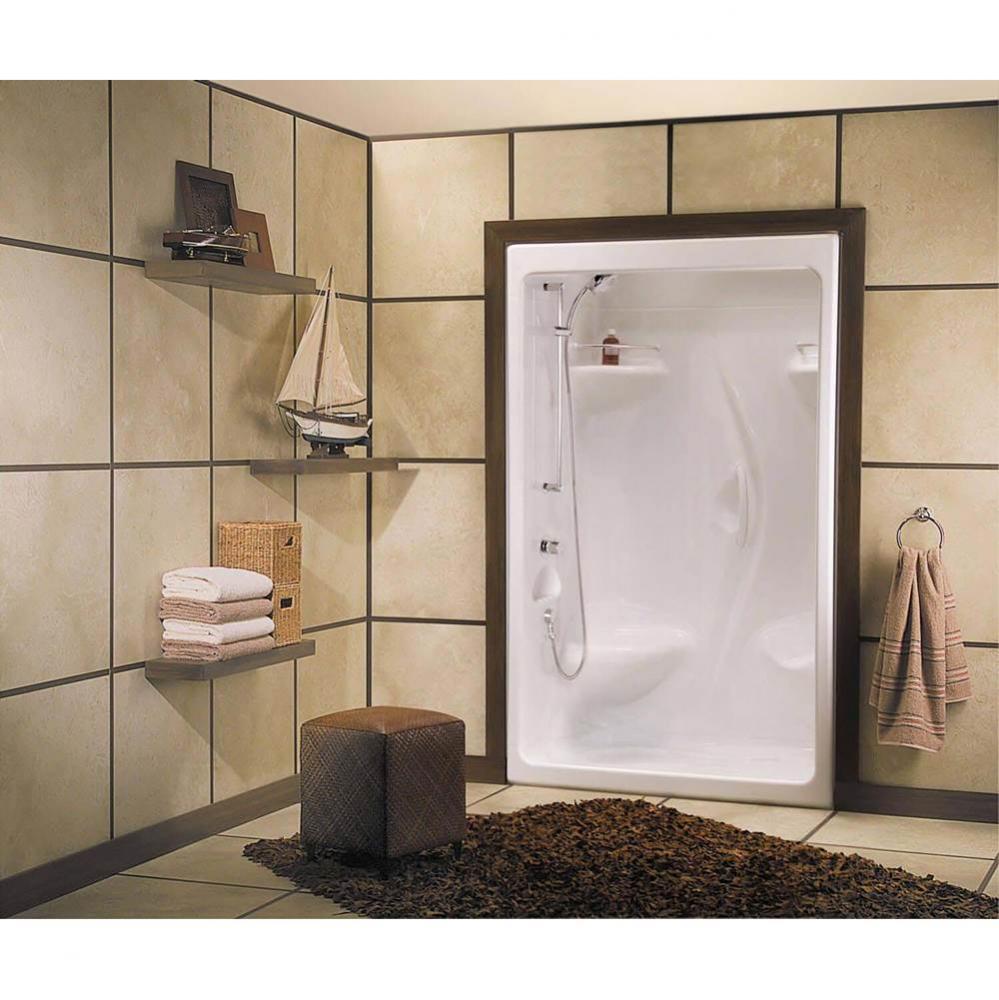 Stamina 48-I 51 in. x 35.75 in. x 85.25 in. 1-piece Shower with Left Seat, Center Drain in White