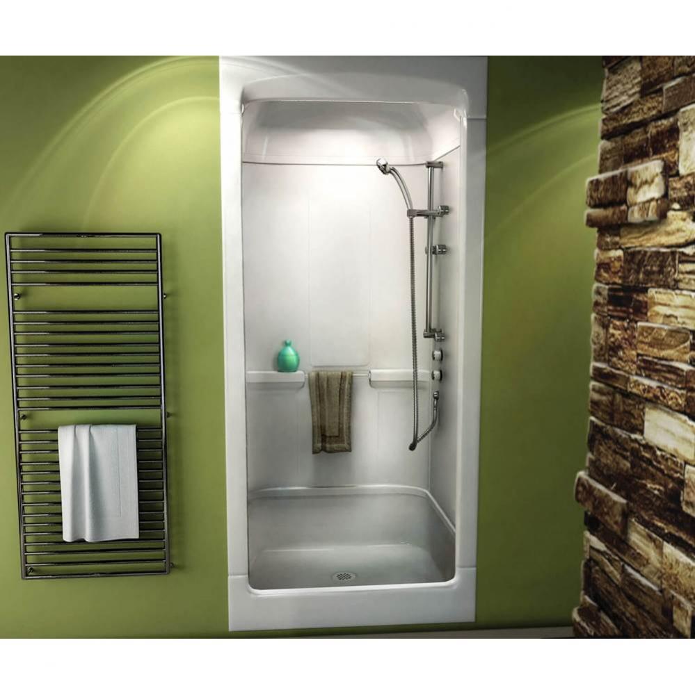 Primo 39 in. x 32.25 in. x 84.625 in. 1-piece Shower with No Seat, Center Drain in White