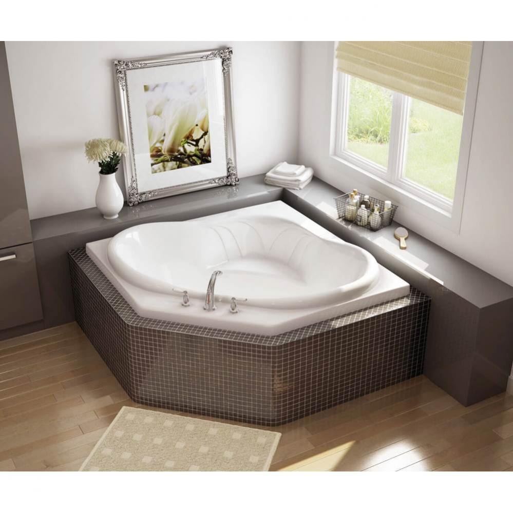 Nancy 54 in. x 54 in. Drop-in Bathtub with 10 microjets System Center Drain in White