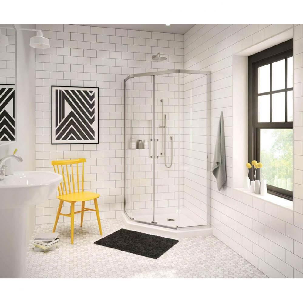 NA 38.125 in. x 38.125 in. x 4.125 in. Neo-Angle Corner Shower Base with Center Drain in White