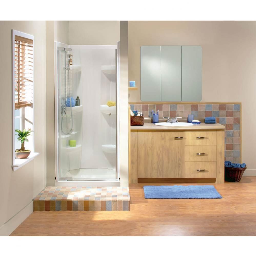 SQ 36.125 in. x 36.125 in. x 4.125 in. Square Alcove Shower Base with Center Drain in White