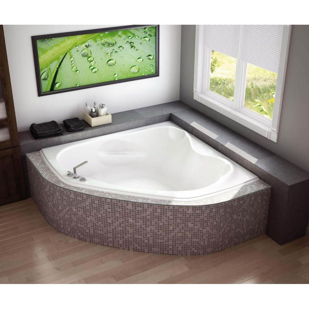 Vichy 59.75 in. x 59.75 in. Corner Bathtub with Whirlpool System Center Drain in White