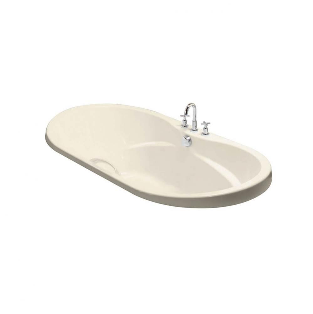 Living 72 in. x 42 in. Drop-in Bathtub with Whirlpool System Center Drain in Bone