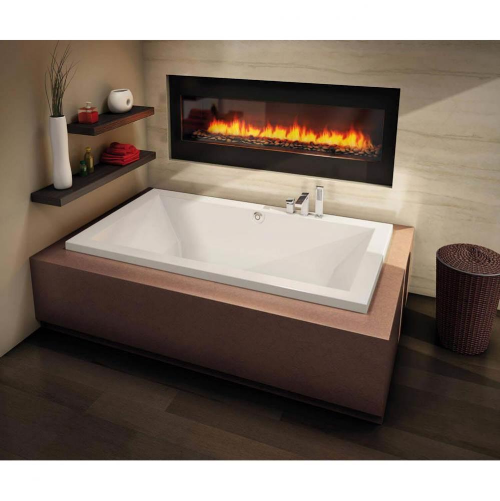 Aiiki 72 in. x 42 in. Drop-in Bathtub with Hydrofeel System Center Drain in White