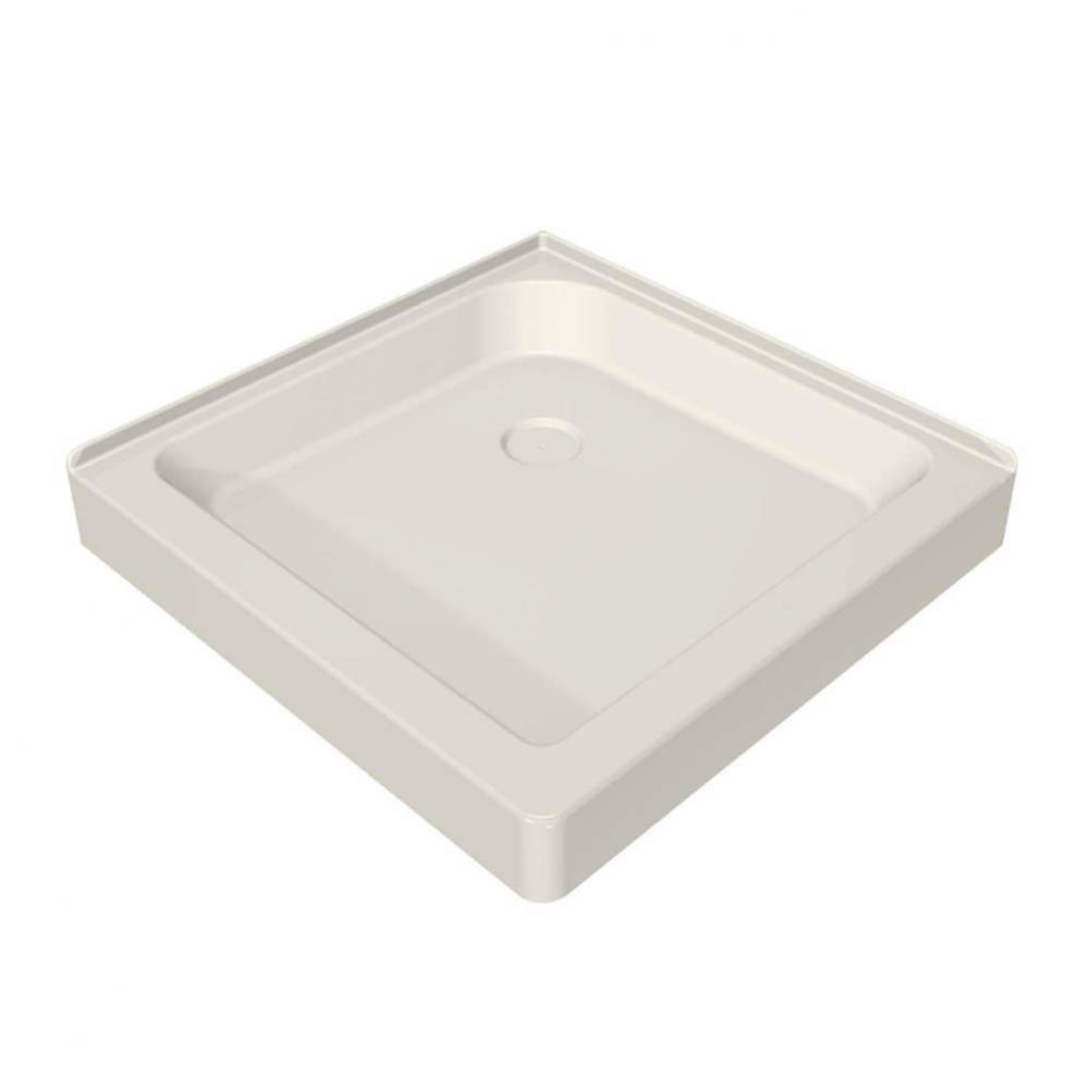 SQ 32.125 in. x 32.125 in. x 6.125 in. Square Corner Shower Base with Center Drain in Biscuit