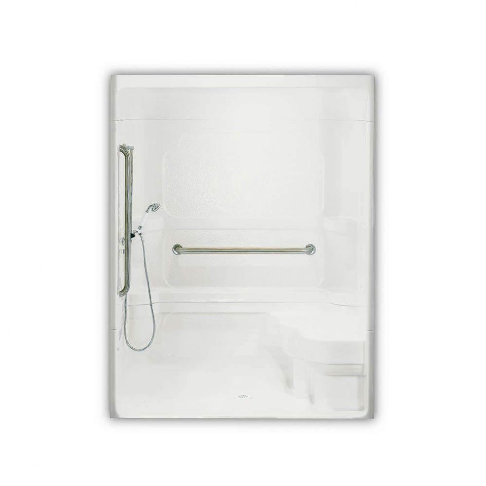 60SHS 66 in. x 38 in. x 84.5 in. 3-piece Shower with Right Seat, Center Drain in White