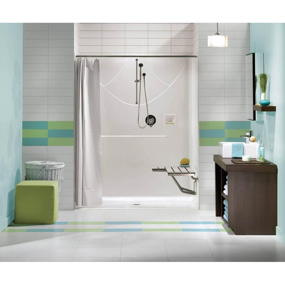 Outlook BFS-60F 62.75 in. x 33.5 in. x 78.75 in. 1-piece Shower with No Seat, Center Drain in Whit