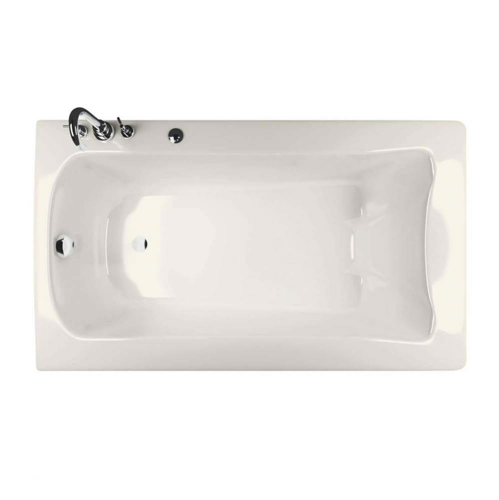 Release 59.75 in. x 32 in. Alcove Bathtub with Hydromax System End Drain in Biscuit