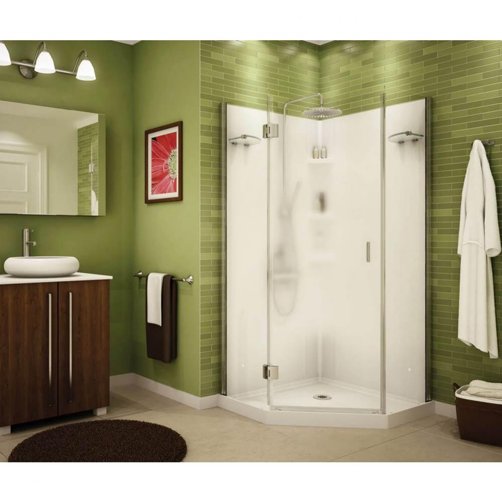 Papaya 36 in. x 36 in. x 72 in. Neo-Angle Shower Kit with Center Drain in White with Blur Glass an
