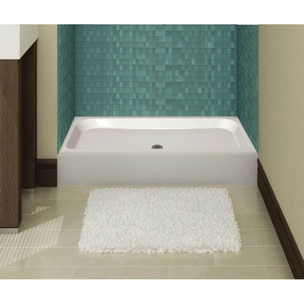 Finesse 60 in. x 32 in. x 7 in. Rectangular Alcove Shower Base with Center Drain in White