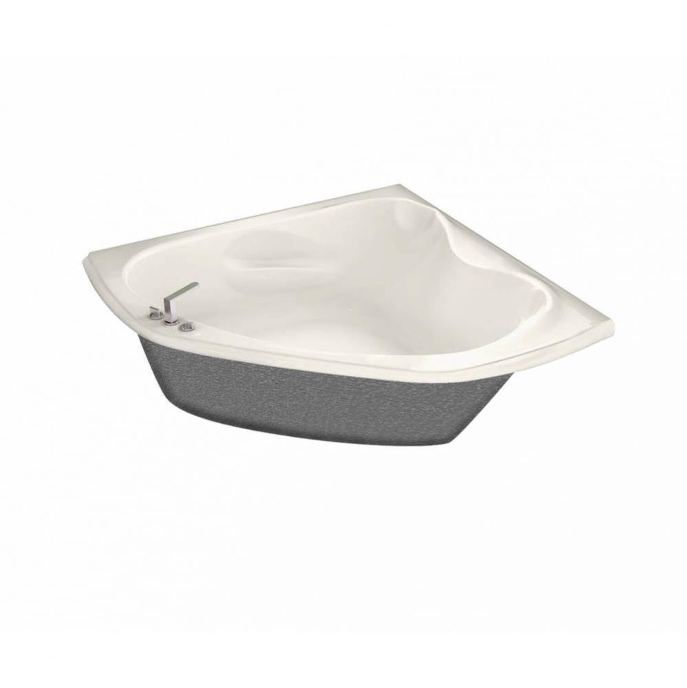 Murmur 59.75 in. x 59.75 in. Corner Bathtub with 10 microjets System Center Drain in Biscuit