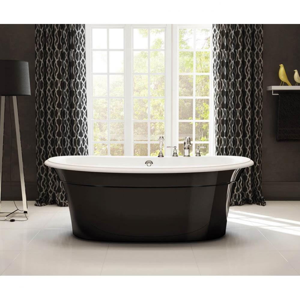 Ella Sleek 66 x 36 Acrylic Freestanding Center Drain Bathtub in White with Black Skirt