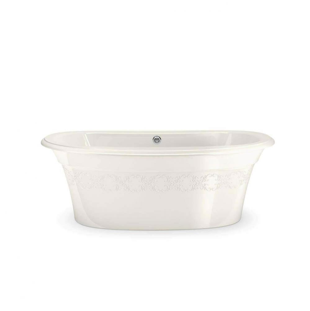 Ella Embossed 66 in. x 36 in. Freestanding Bathtub with Center Drain in Biscuit