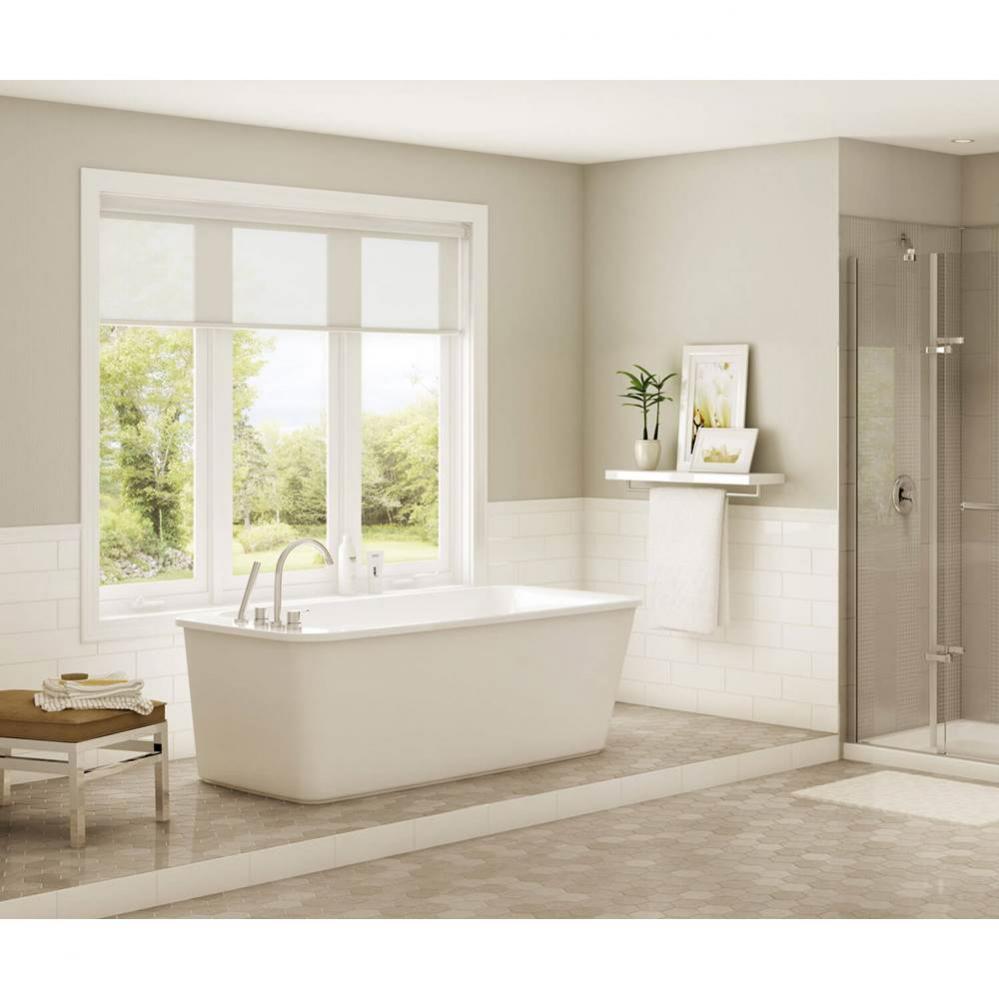 Lounge 64 in. x 34 in. Freestanding Bathtub with End Drain in White