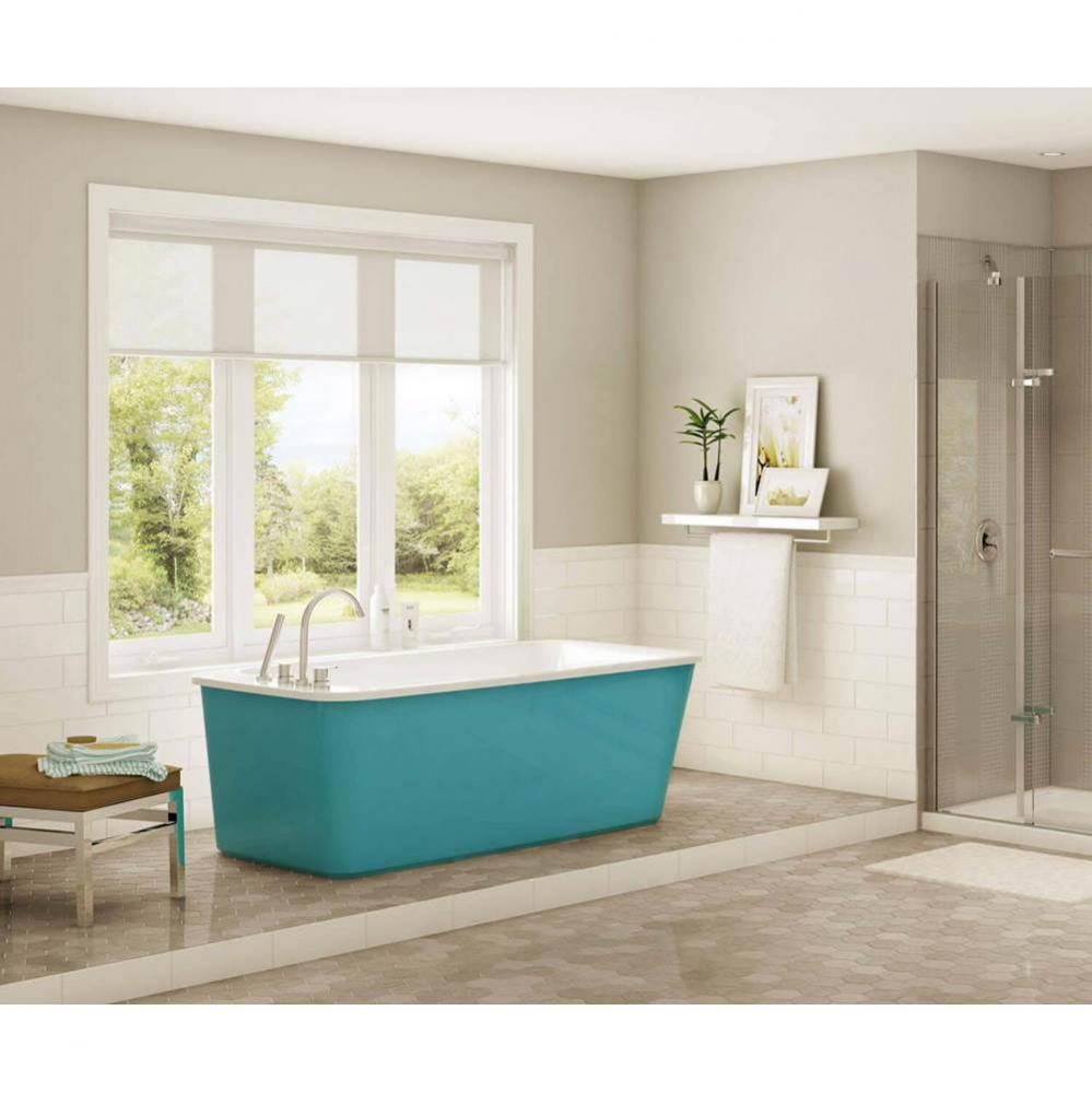 Lounge 64 in. x 34 in. Freestanding Bathtub with End Drain in Aqua