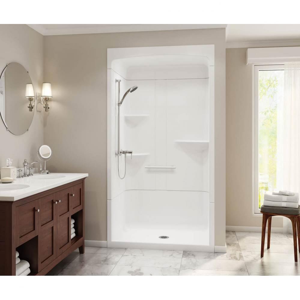 Camelia 48 in. x 34.5 in. x 88 in. 3-piece Shower with Roof Cap Left Seat, Center Drain in White