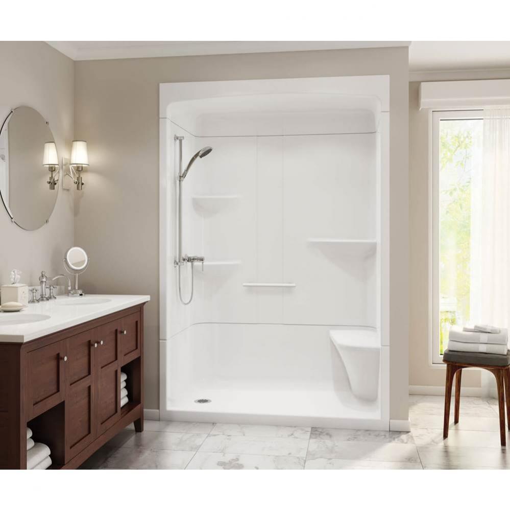 Camelia 60 in. x 34.5 in. x 88 in. 3-piece Shower with Roof Cap Left Seat, Right Drain in White