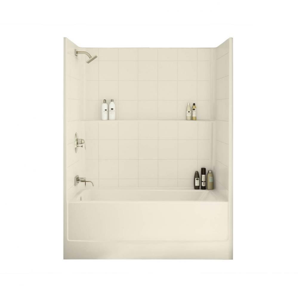 TSTEA Plus 59.75 in. x 32 in. x 78 in. 1-piece Tub Shower with Whirlpool Right Drain in Bone