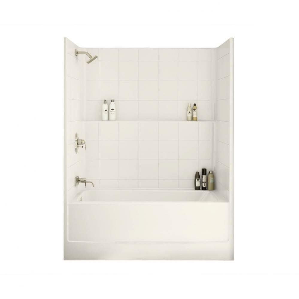 TSTEA Plus 59.75 in. x 32 in. x 78 in. 1-piece Tub Shower with Whirlpool Right Drain in Biscuit