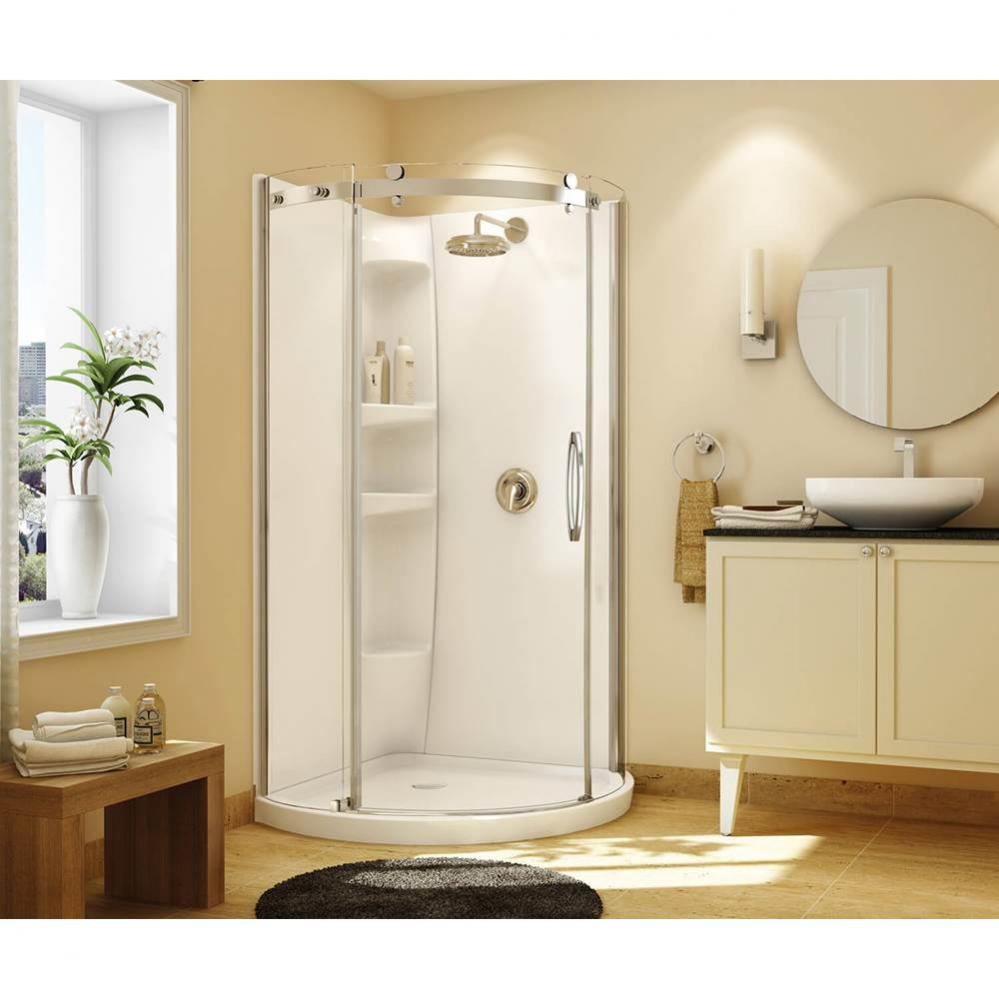 Olympia Round - Right Opening 36 in. x 36 in. x 78 in. Round Shower Kit with Right Drain in White