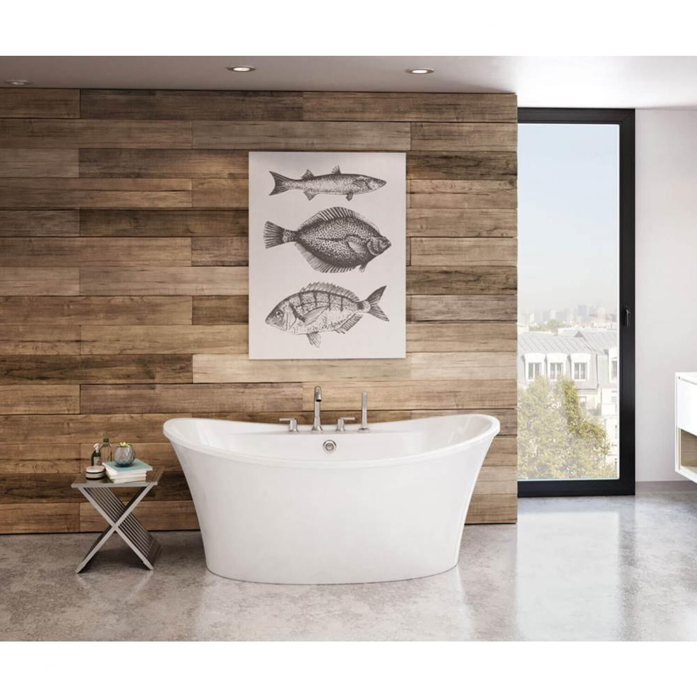 Ariosa 6636 Acrylic Freestanding Center Drain Bathtub in White with White Skirt