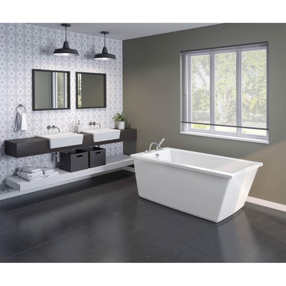Elinor 60 in. x 32 in. Freestanding Bathtub with End Drain in Platinum Grey