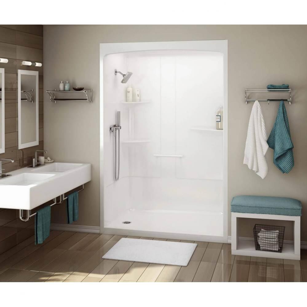 Allia 60 in. x 34 in. x 88 in. 1-piece Shower with Roof Cap Right Seat, Center Drain in White