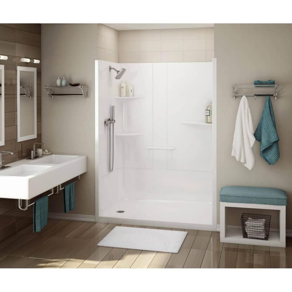 Allia 60 in. x 34 in. x 79 in. 1-piece Shower with No Seat, Right Drain in White