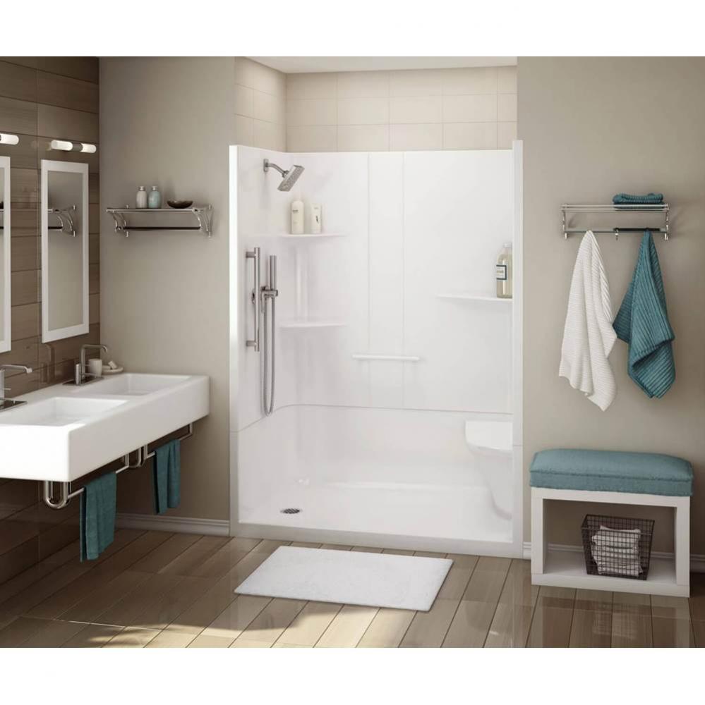 Allia 60 in. x 34.5 in. x 79 in. 2-piece Shower with Left Seat, Center Drain in White