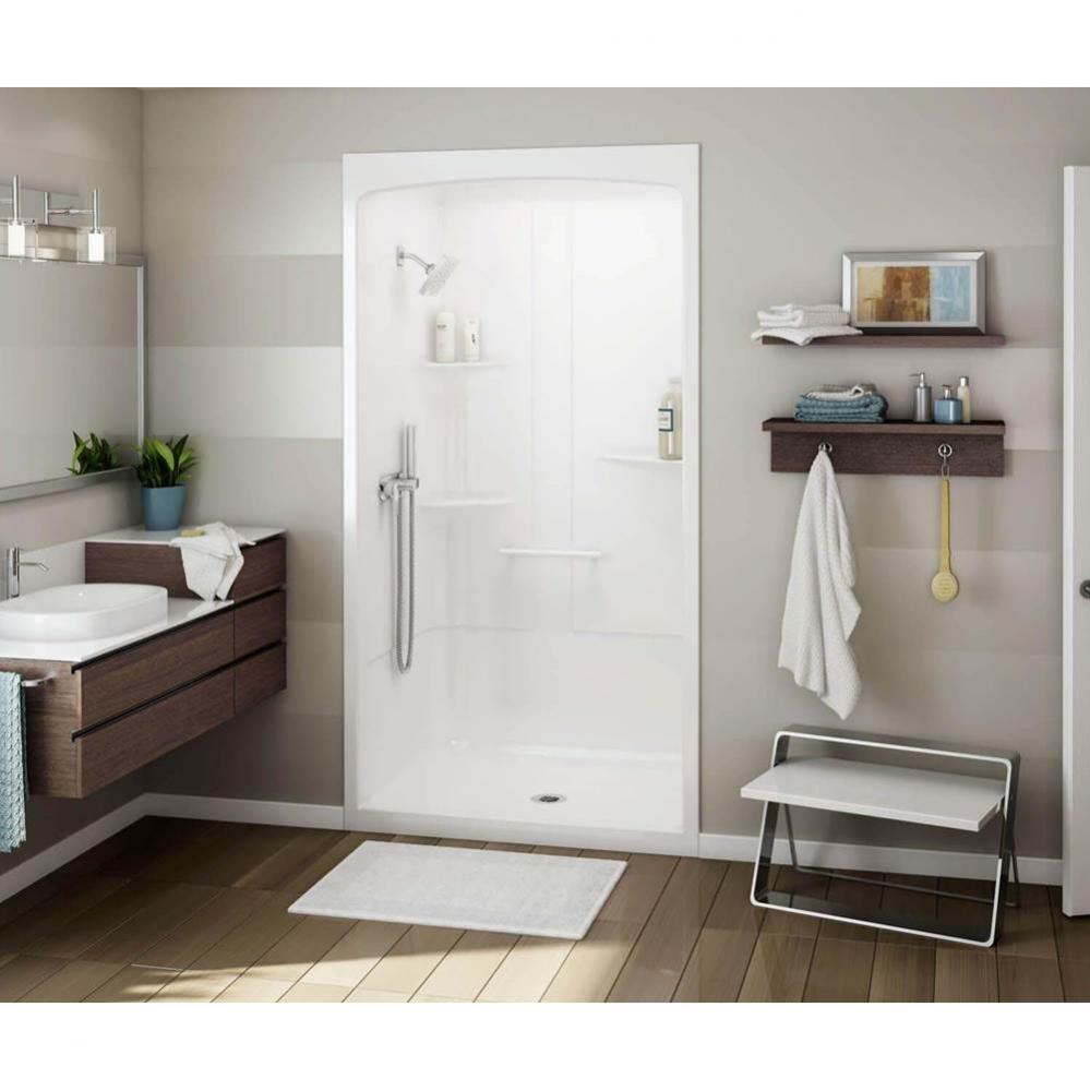 Allia 48 in. x 34 in. x 88 in. 1-piece Shower with Roof Cap Right Seat, Center Drain in White