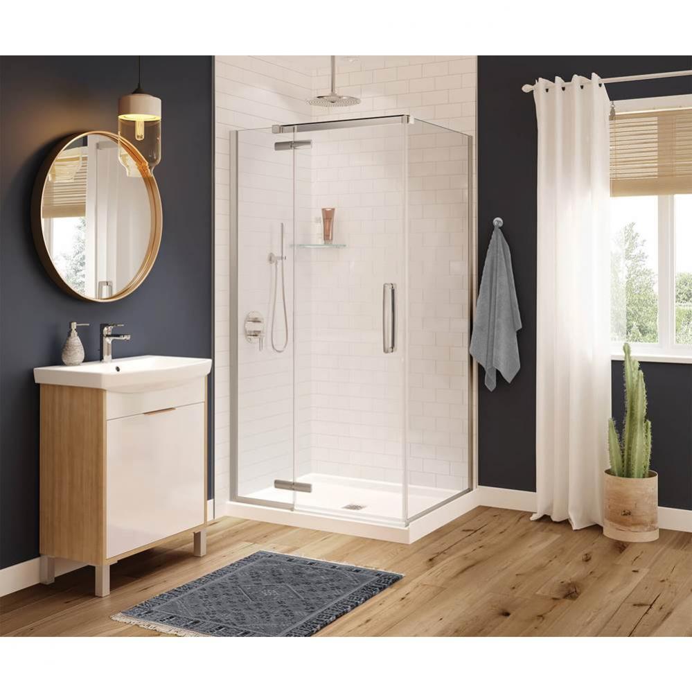 Link Curve Rectangular 34 in. x 42 in. x 75 in. Pivot Corner Shower Door with Clear Glass in Chrom