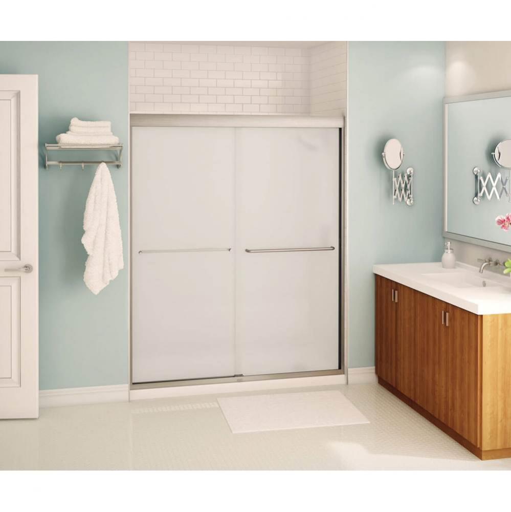 Aura 51-55 in. x 71 in. Bypass Alcove Shower Door with Mistelite Glass in Brushed Nickel