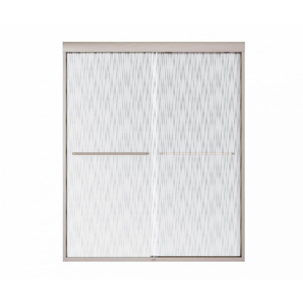 Aura 55-59 in. x 71 in. Bypass Alcove Shower Door with Effervescence Glass in Brushed Nickel