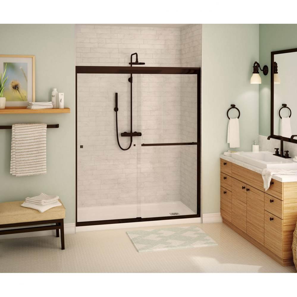 Aura 55-59 in. x 71 in. Bypass Alcove Shower Door with Clear Glass in Dark Bronze