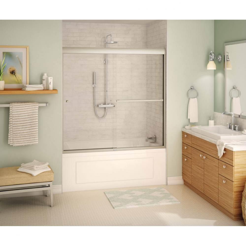Aura 55-59 in. x 57 in. Bypass Tub Door with Clear Glass in Brushed Nickel