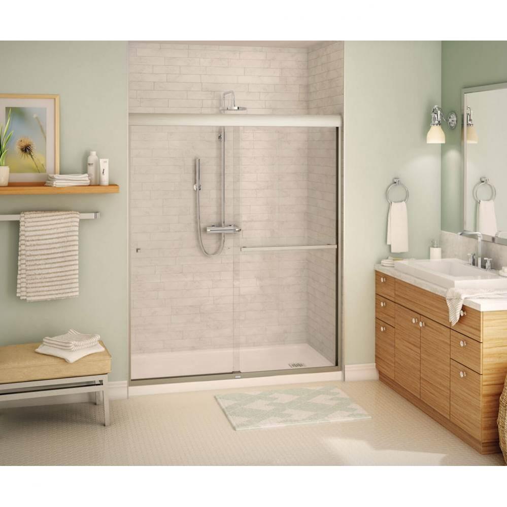 Aura SC 55-59 in. x 71 in. Bypass Alcove Shower Door with Clear Glass in Brushed Nickel